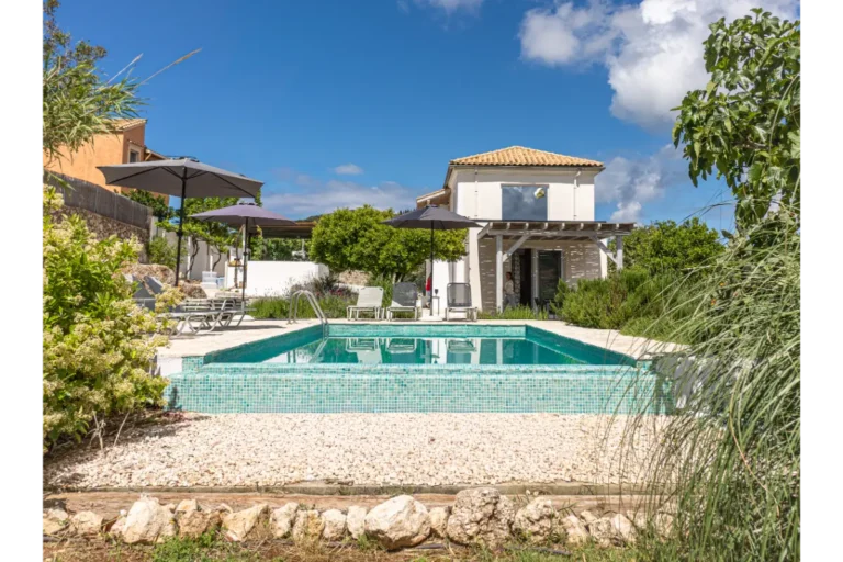 Pool in front of the main house at Manto Corfu